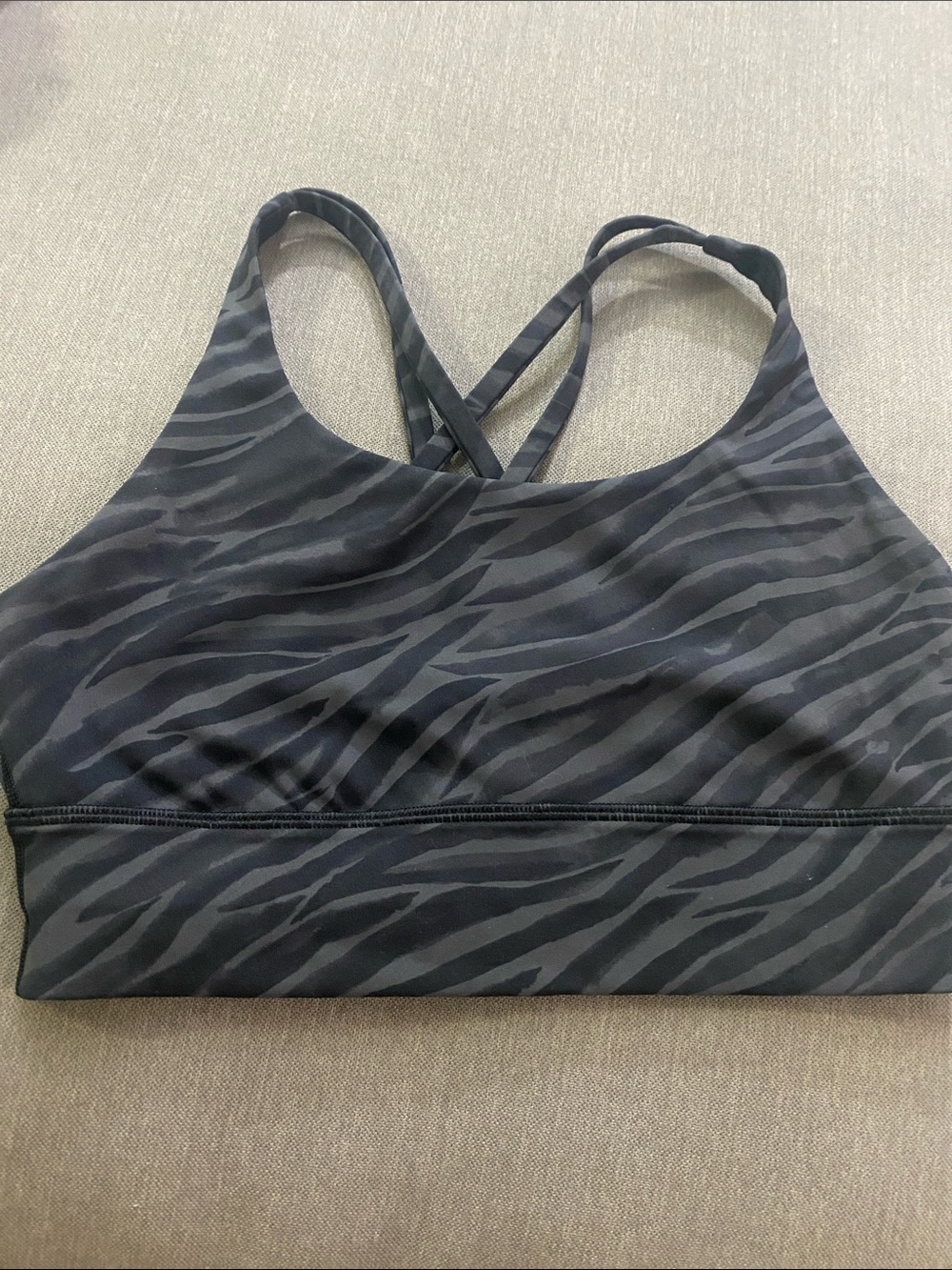 Lululemon Women's Black Zebra Print Strappy Sports Bra